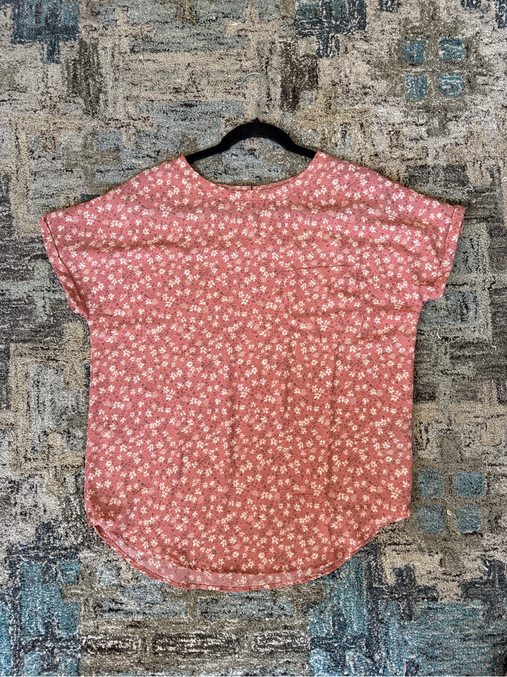 Buffalo David Bitton Rose Pink Floral Short Sleeve Blouse
